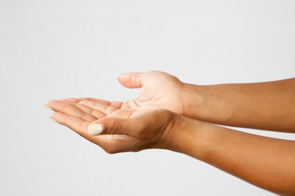 Hands together with palms up